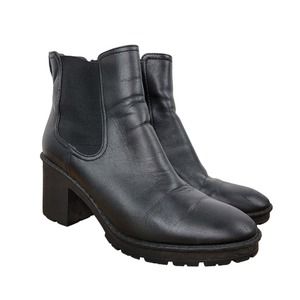 Vince Boots Womens 9.5 Henderson Chelsea Black Leather Block Water Repellant